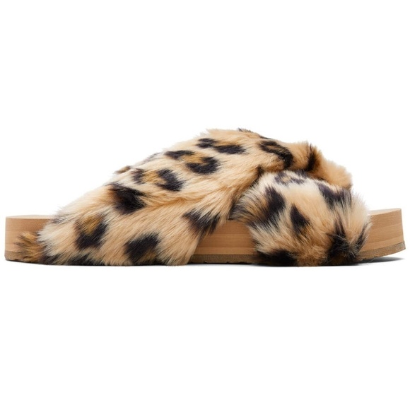 TOMS Susie Eva Slippers Leopard Cheetah Faux Fur House Bedroom NIB NWT - Picture 3 of 8